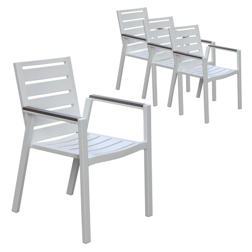 White aluminum online outdoor dining chairs